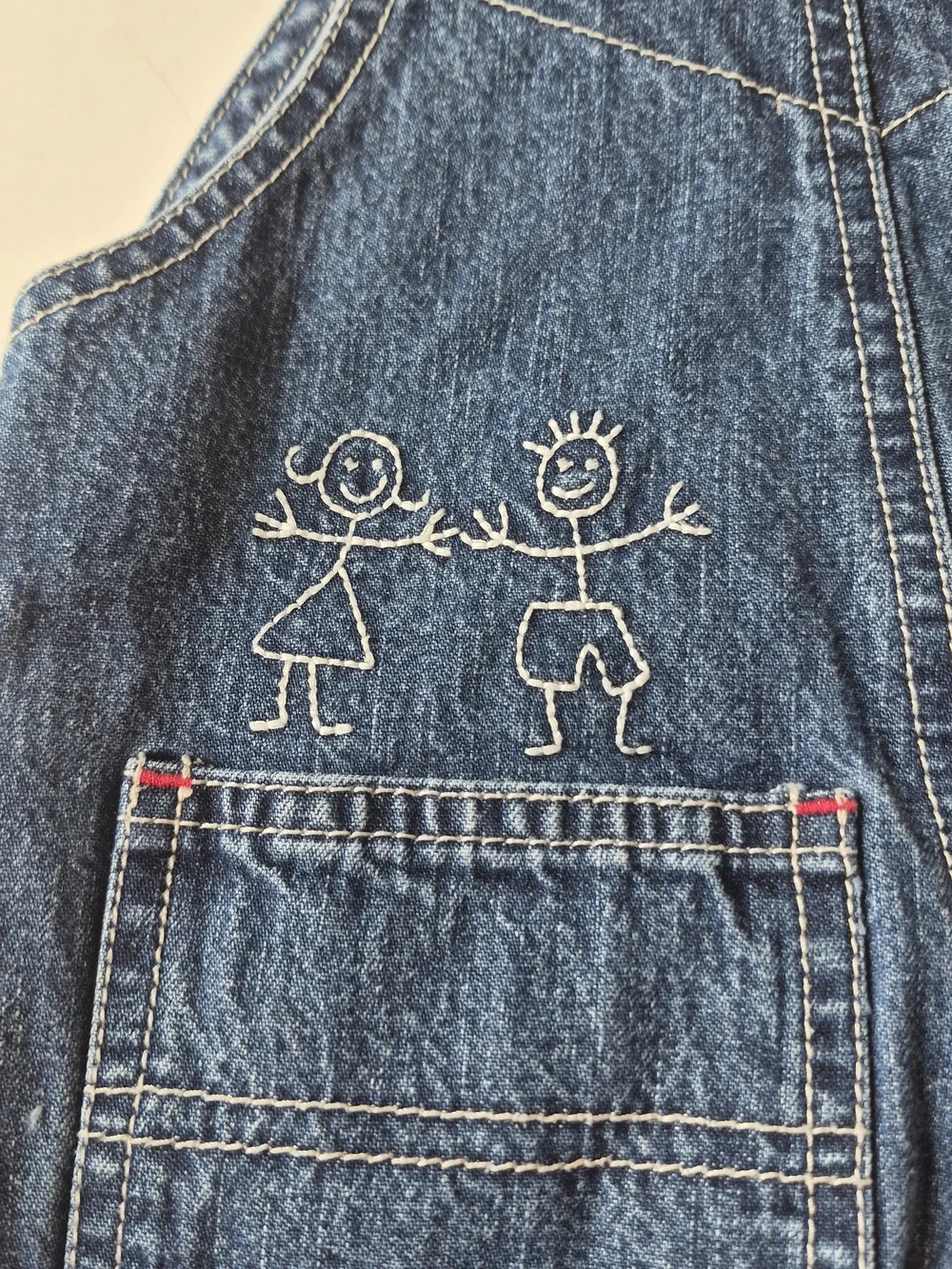 OshKosh B'gosh Girls' Blue Denim Overalls with Pink Accents